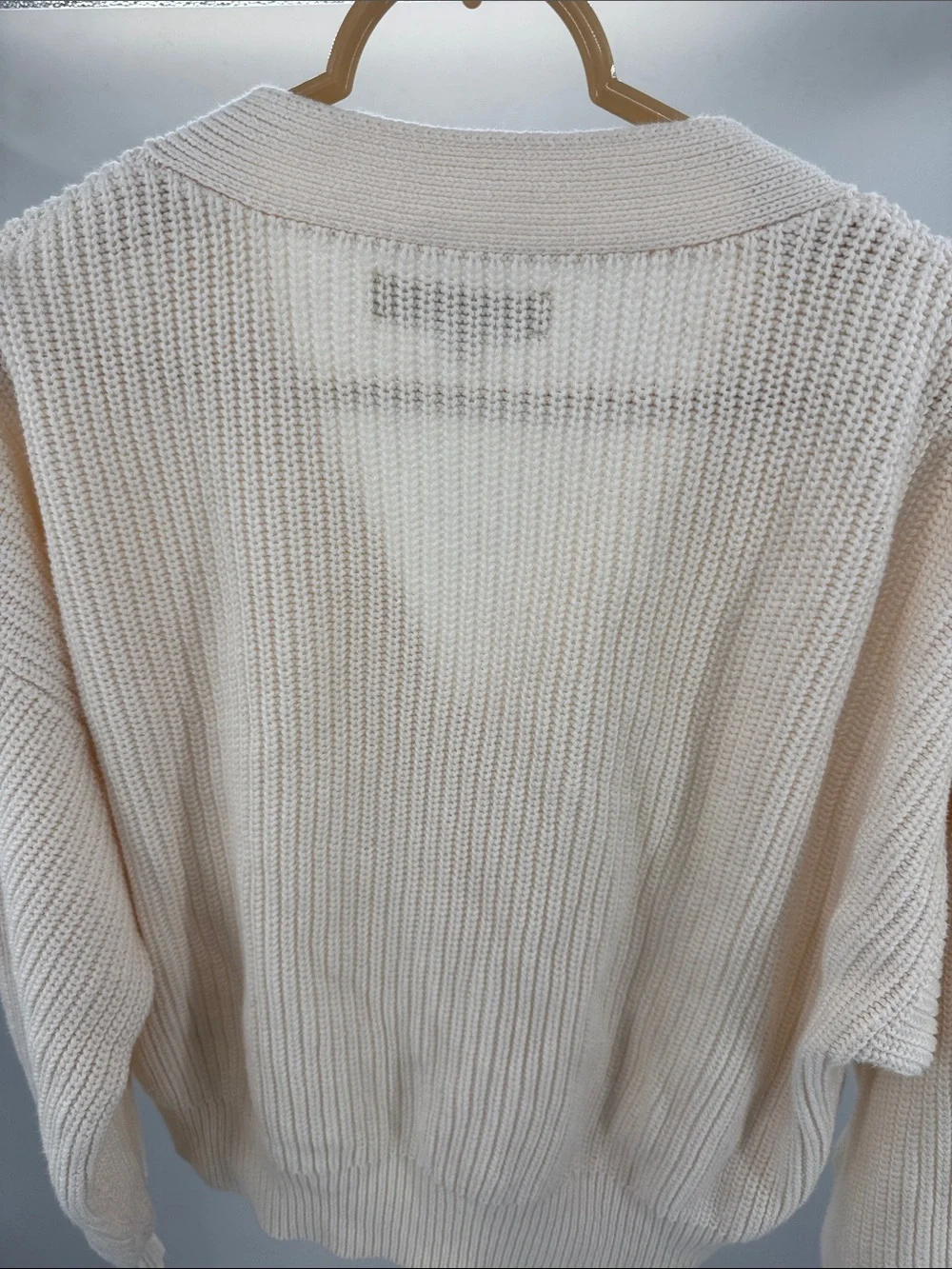 LOFT Cream Ribbed slouchy cropped cardigan S cotton casual fall winter neutral